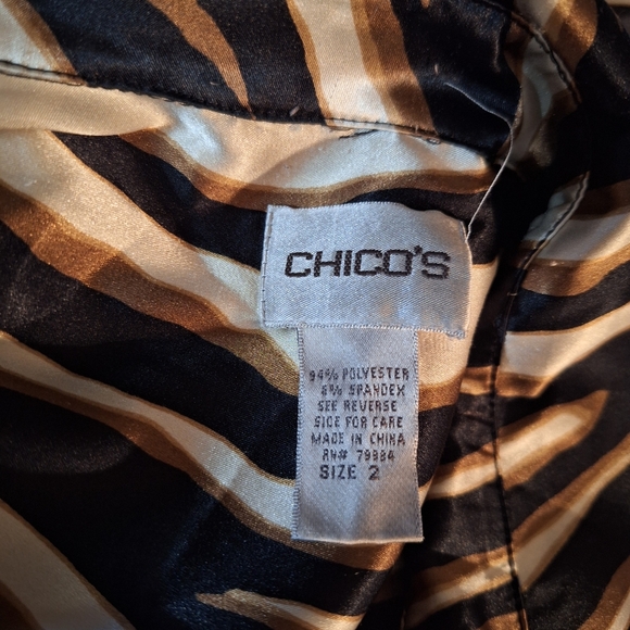 Chico's Black and Tan Animal Print Blouse - Picture 4 of 7